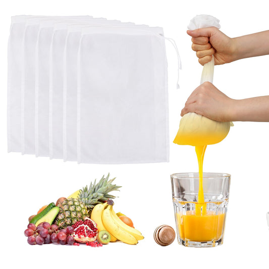 6Pack Nut Bag Strainer 8 x 6 Inch Cheesecloth Bags for Straining Nylon Cheese Cloth Bags Reusable Nut Milk Bag 200 Mesh Fine Mesh Bag for Straining Fruit Juice Cheese Coffee Tofu Yogurt Tea