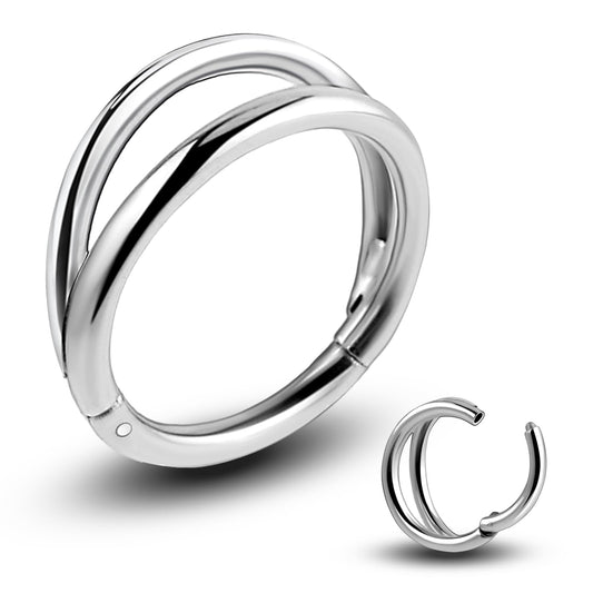 Lusofie Double Hoop Nose Ring 18G Stainless Steel Hinged Nose Hoop Ring Silver Nose Ring Lip Rings Earrings Body Piercing Jewelry for Women Men