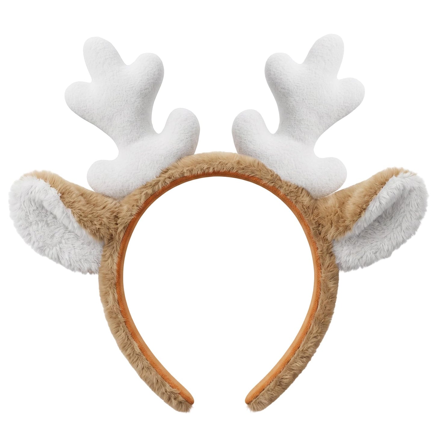 Fiyooau Deer Ears Headband Fluffy Reindeer Antlers Headband for Women
