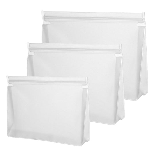 Clear Toiletry Bags 3Pcs Leak Proof Clear Make Up Bags for Traveling, Reusable PEVA Food Storage Bags 3 Sizes Travel Makeup Cosmetic Bags, transparent