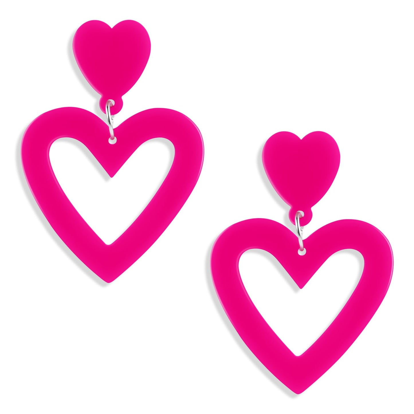 Acrylic Double Heart Valentines Earrings for Women Heart Statement Earring Love Heart Earrings Dangle for Valentine's Day Mother's Day Birthday Heart Shaped Earrings for Women Girl Jewelry Gifts