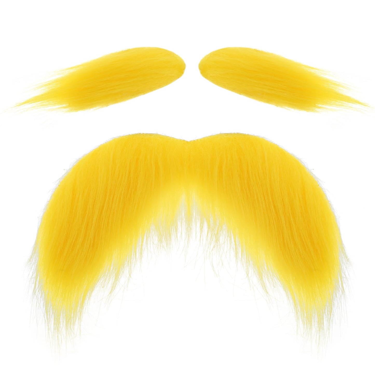 Lusofie Fake Beard Yellow Fake Moustache Fancy Dress Stick on Moustache and Eyebrows Self Adhesive False Beards and Moustaches 80s Cosplay Costume Accessories Party Halloween Christmas