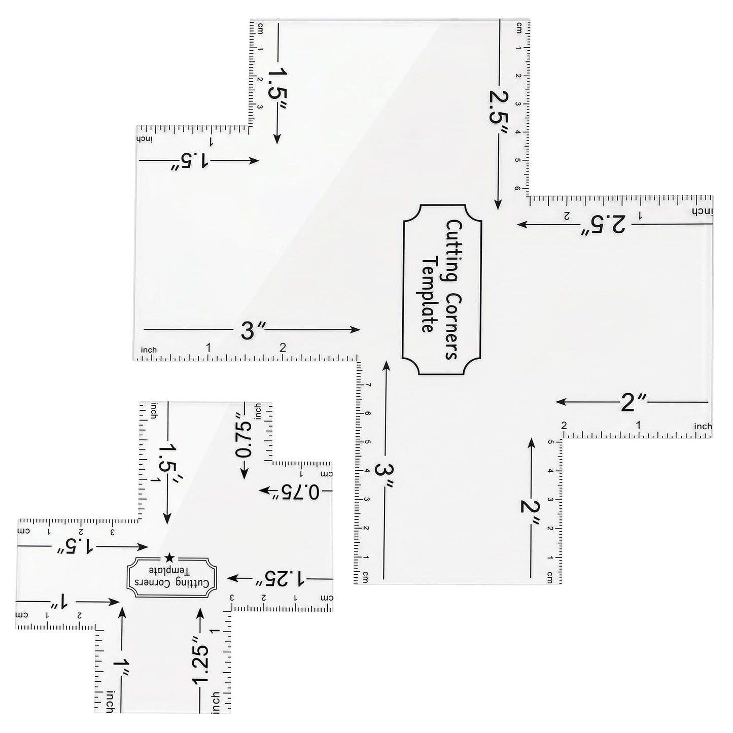 2Pcs Box Corner Template for Sewing 7.8"/3.9" Quilting Box Corner Stencil