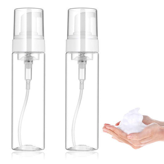 Telooco 2pcs Foam Dispenser, 200ml Foam Soap Dispenser, Transparent Liquid Soap Dispenser, Travel Shampoo Bottle for Shower Gel, Shampoo, Facial Cleanser, Hand Soap