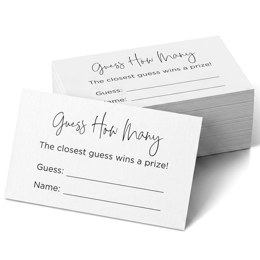 Guess How Many Game Cards - 100 Pack Candy Jar Guessing Cards Baby Shower Game Cardstock for Birthday Bridal Shower Wedding Party, Minimalist Design, 3.5" x 2"