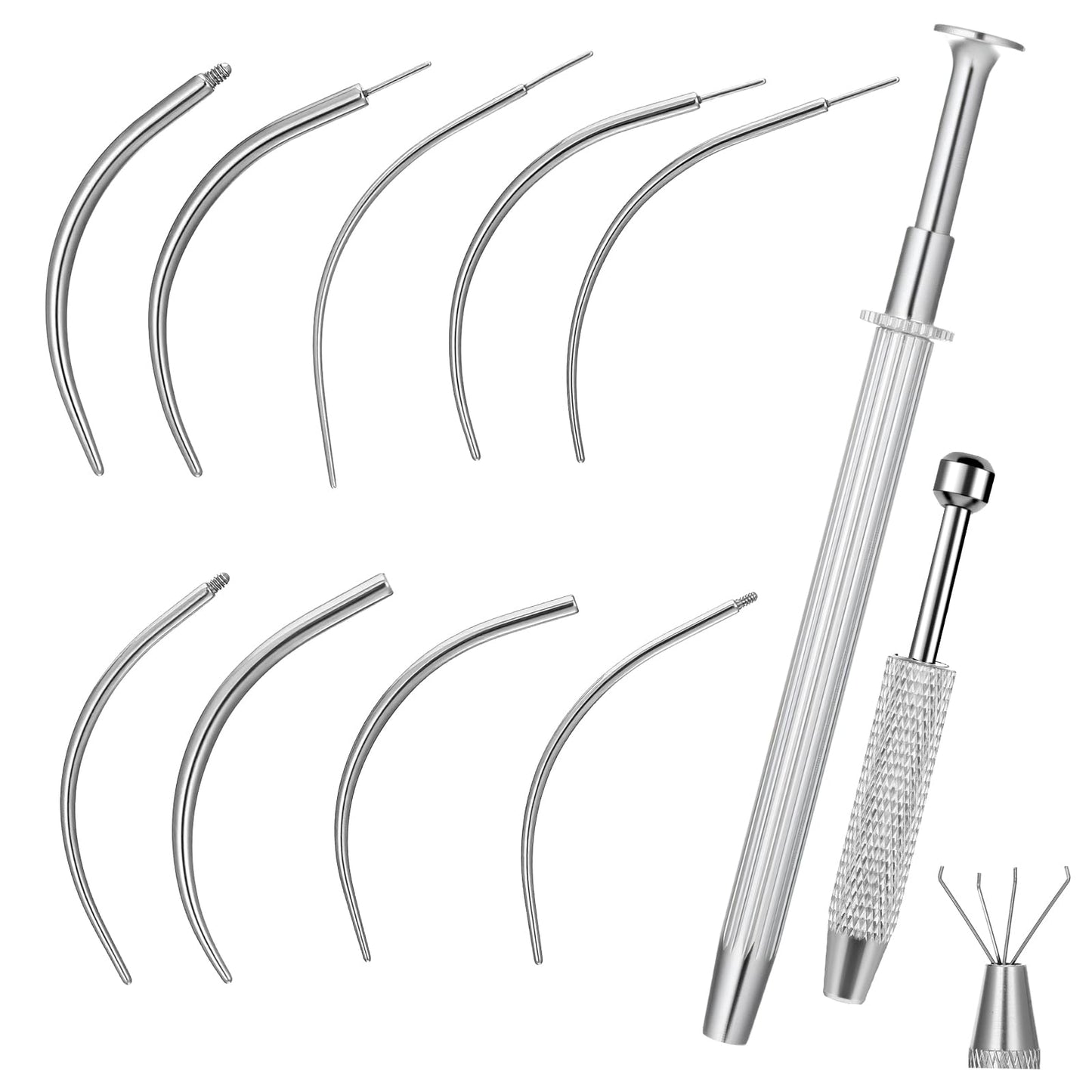 Yolev 14G 16G 18G 20G Piercing Taper Ball Grabber Tool Piercing Insertion Tool Flat Back Earrings Threadless Insertion Pin Screw On Assistant Tools For Ear Nose Navel Lip Eyebrow