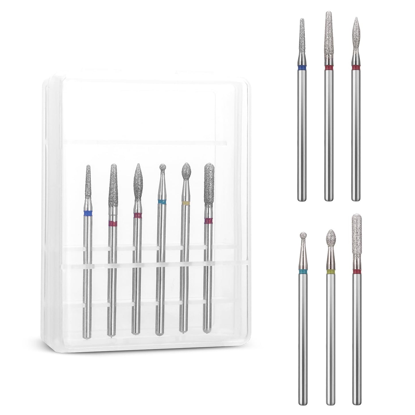 Lusofie 6 Pcs Nail Drill Bits Set, Cuticle Drill Bit 3/32 Diamond Carbide Cuticle Remover Drill Bits for Nails Professional Cuticle Clean Nail Drill Bit Safety Remove Cuticle Dead Skin Cleaner Tool