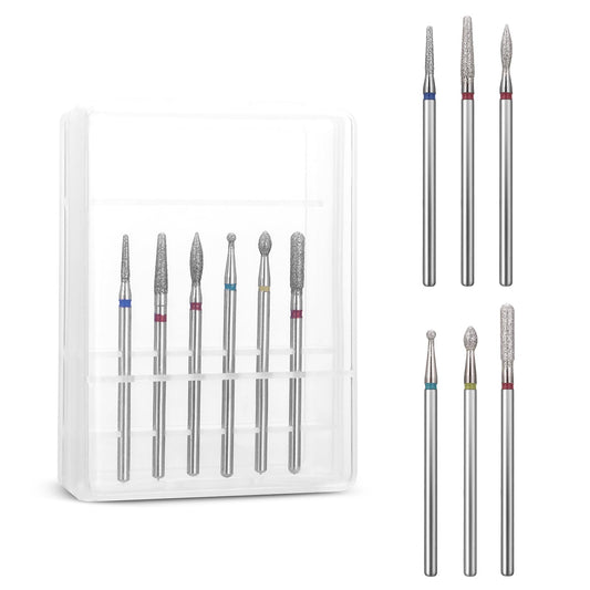 Lusofie 6 Pcs Nail Drill Bits Set, Cuticle Drill Bit 3/32 Diamond Carbide Cuticle Remover Drill Bits for Nails Professional Cuticle Clean Nail Drill Bit Safety Remove Cuticle Dead Skin Cleaner Tool