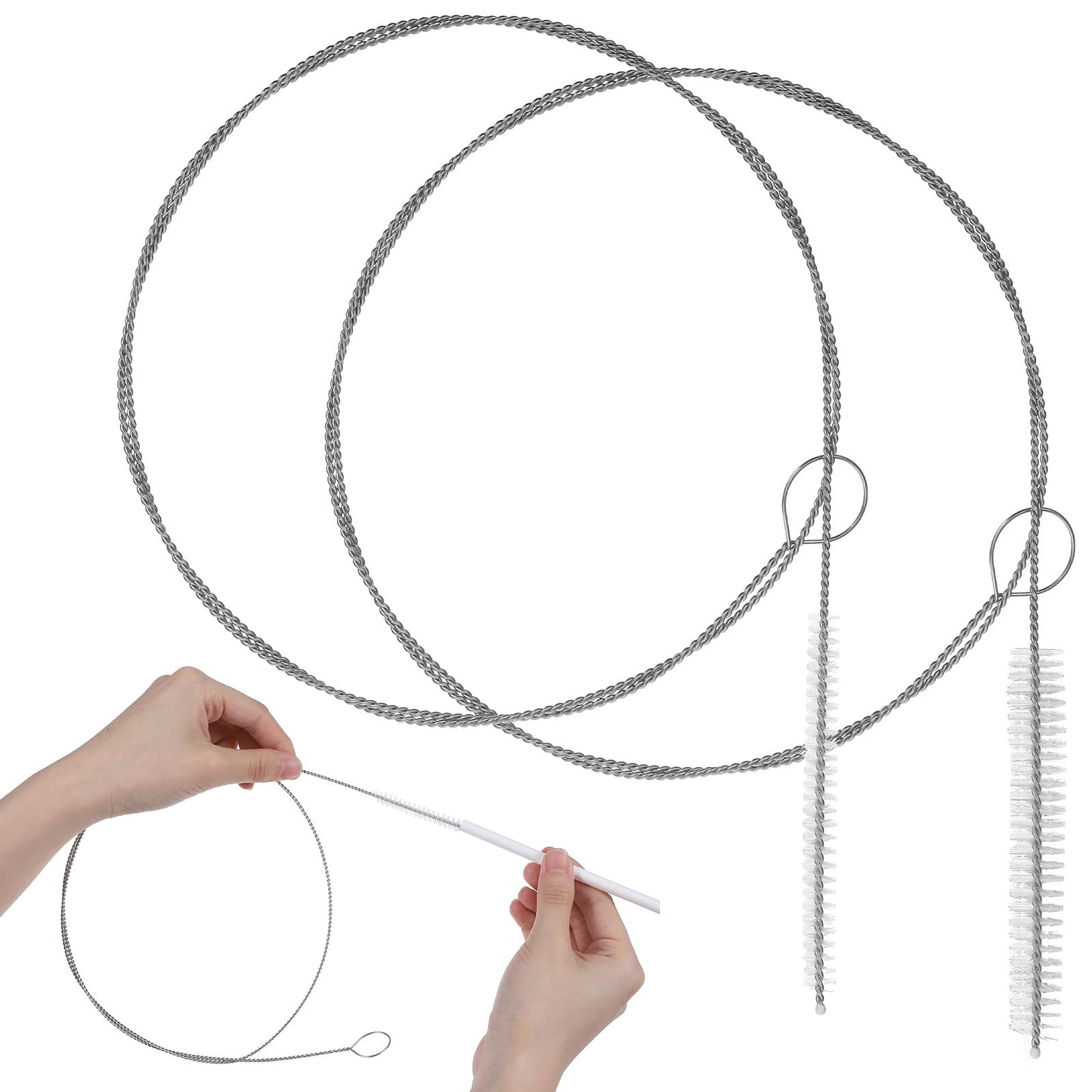 Pack of 2 Flexible Cleaning Brush, 1 m Extra Long Brush, Hose Brush, Cleaning Brush, Pipe Cleaning Brushes for Straw Pipe, Hose, Bottles