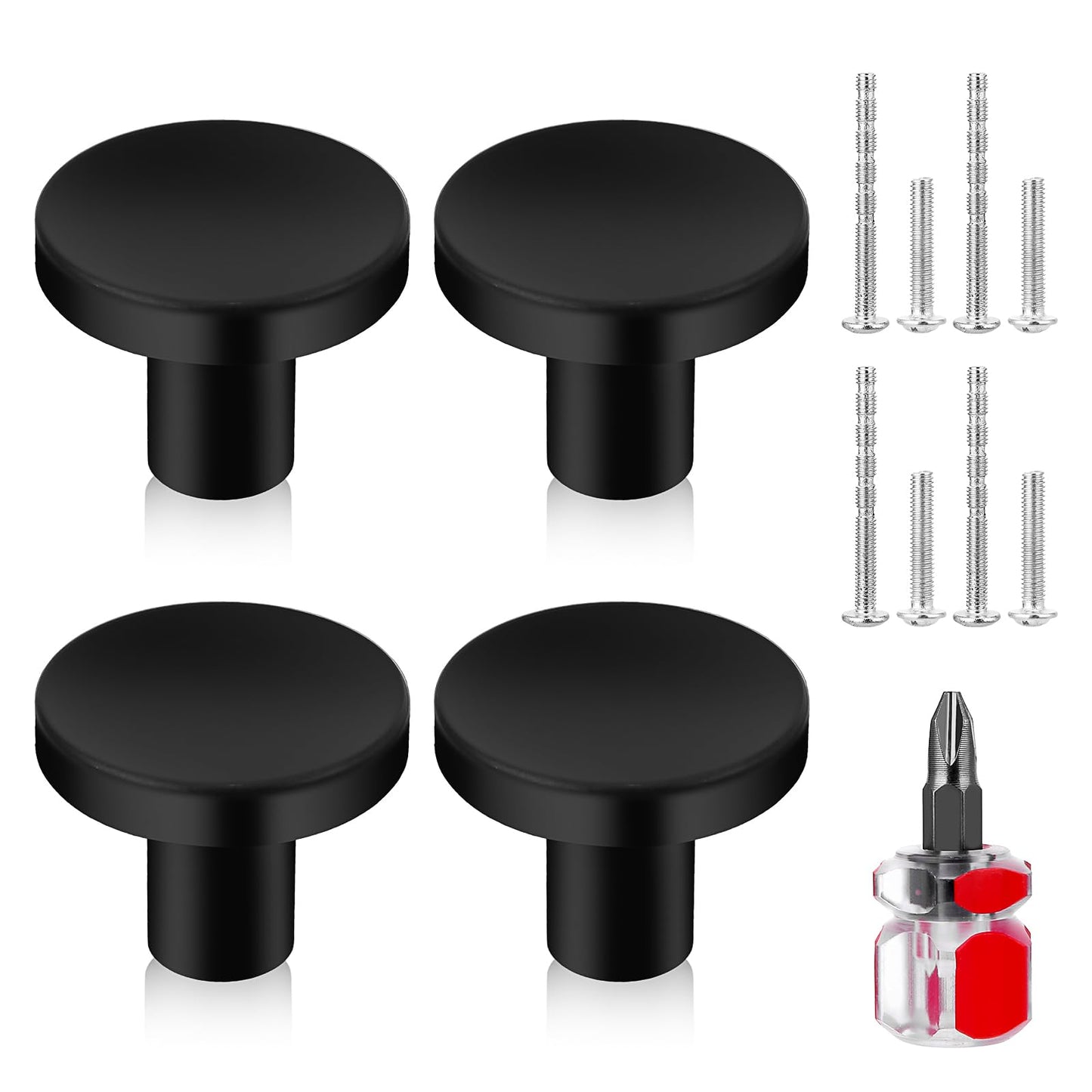 Yolev 4 Pcs Round Cabinet Knobs, Gold Brass Drawer Knobs, Door Kitchen Hardware Cupboard Knobs, Kitchen Cupboard Door Knobs Cupboard knobs Gold Wardrobe Handles (Black)