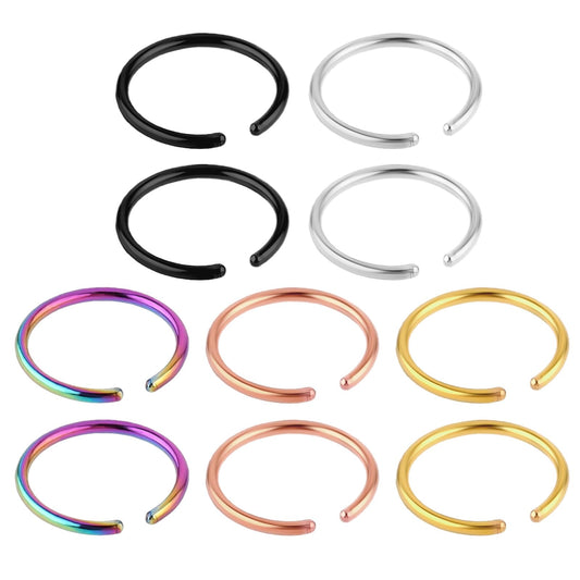 10pcs Fake Nose Ring Hoop，Stainless Steel Nose Piercings，Fake Septum Ring Non Pierced Lip Rings Jewelry for Women Men