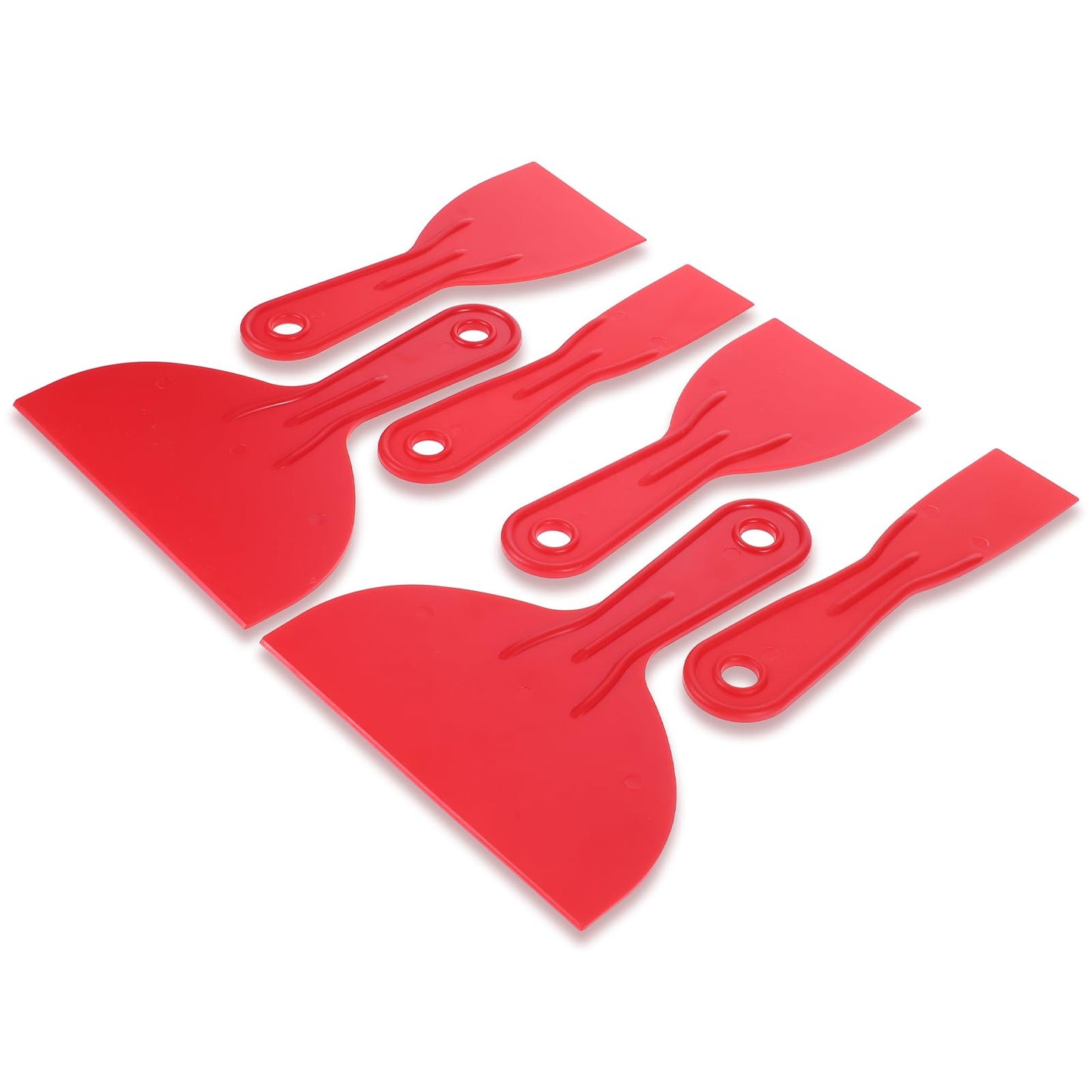 6 pcs Plastic Scraper Red Putty Knife 18 cm Long Flexible Plastic Filling Knife for Taping Drywall Wall Painting Plastic Scraper for Spackling Patching 3 Size