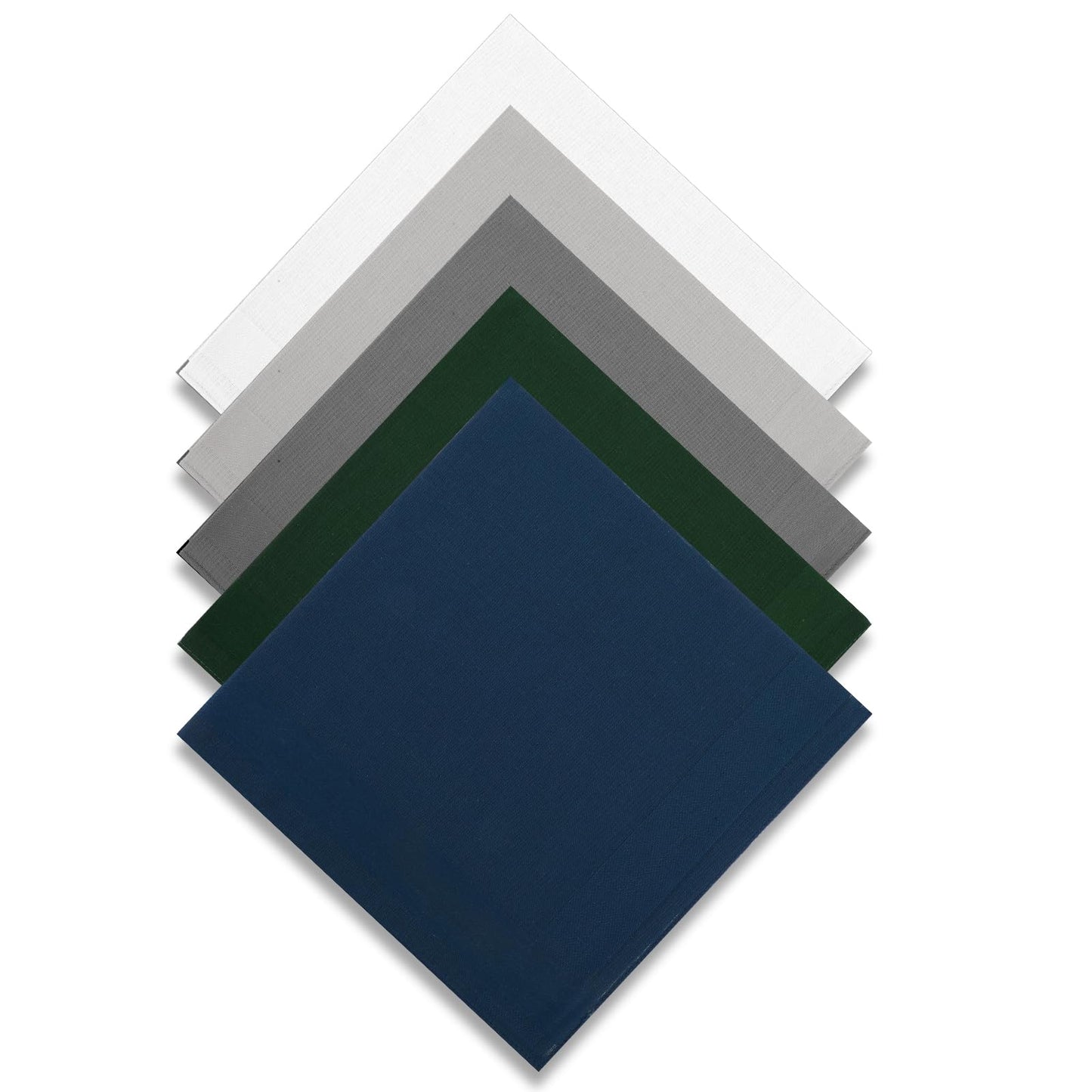 Lusofie 5 pcs Mens Handkerchiefs White Hankies Men Soft Cotton Multicolor Pocket Squares for Men Multicolor 40×40 cm Etiquette Items （White Light Gray Dark Gray Green Blue）