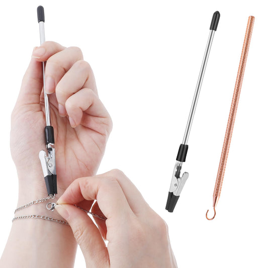 Lusofie 2PCS Bracelet Helper Hook Tool Stainless Wearing Assistance Tool Aid Jewelry Quick Wear and Removal Metal Hook Equipment for Bracelet Necklace Watch Clasps Zippers Closures Clasps