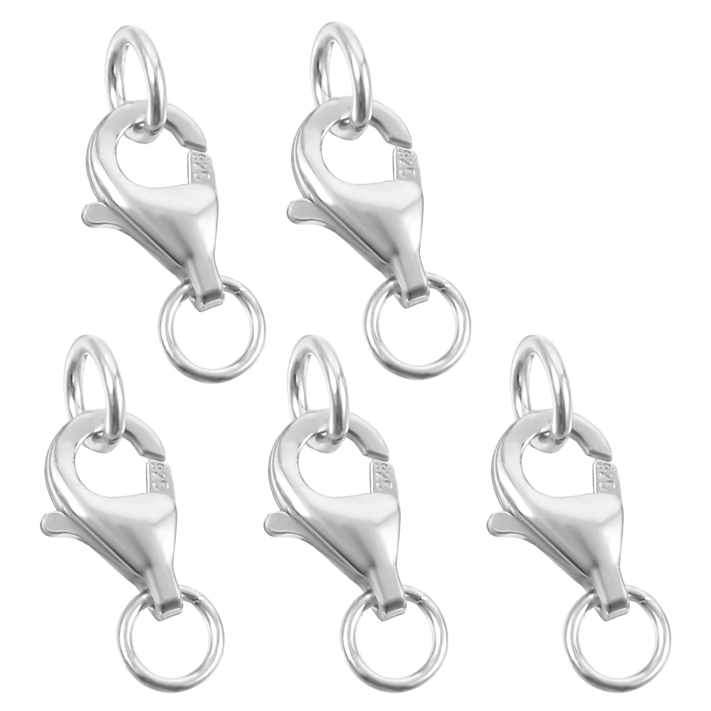 925 Sterling Silver Lobster Clasp with Closed Jump Rings,Necklace Clasps and Closures Lobster Claw Clasp for Jewelry Making Necklaces Bracelet Made in Italy