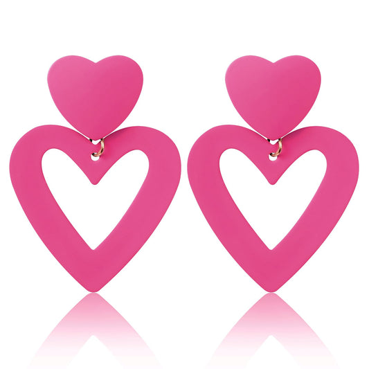 Heart Earrings Double Heart Earrings for Women Rose Red Heart Earring Love Heart Earrings Dangle for Valentine's Day Mother's Day Birthday Heart Shaped Earrings for Women Girl Jewelry Gifts
