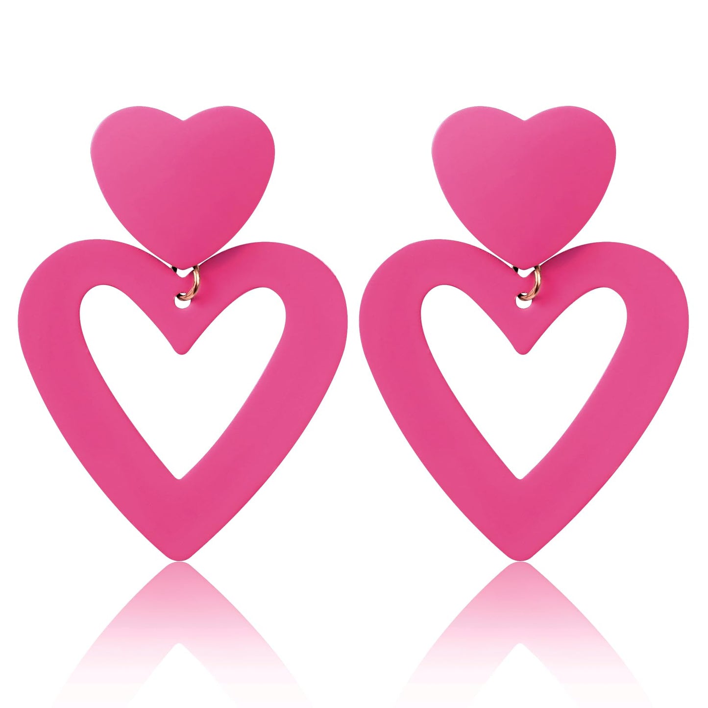 Heart Earrings Double Heart Earrings for Women Rose Red Heart Earring Love Heart Earrings Dangle for Valentine's Day Mother's Day Birthday Heart Shaped Earrings for Women Girl Jewelry Gifts