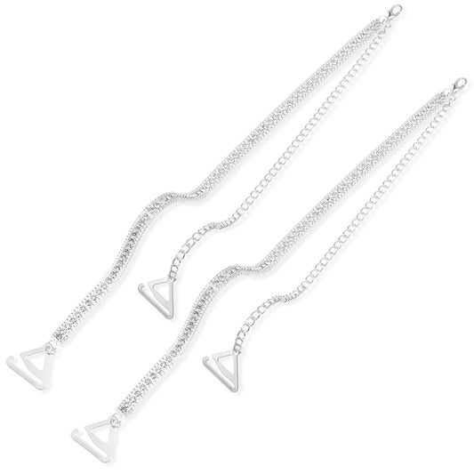 HaiFafafaing 2pcs Rhinestone Bra Straps Decorative Sparkly Dress Straps For Strapless Dress Adjustable Detachable Bra Shoulder Chain Crystal Lingerie Strap For Women Wedding Bridal