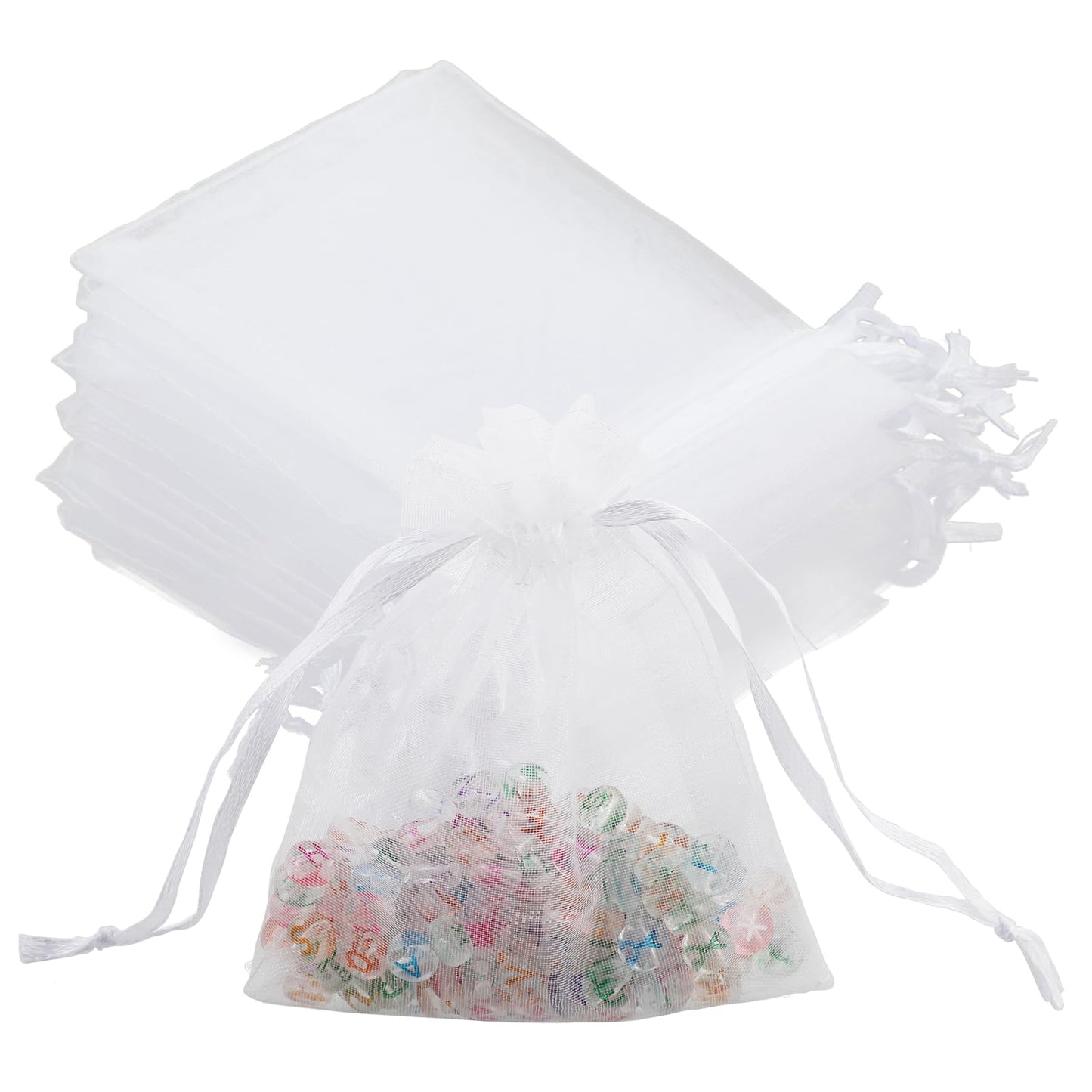 Lusofie 100Pcs Mesh Bags Drawstring 3''X4''Organza Bags White Mesh Bags Jewelry Bags Drawstring Mesh Gift Bags Drawstring Gift Bags for Wedding Christmas Party