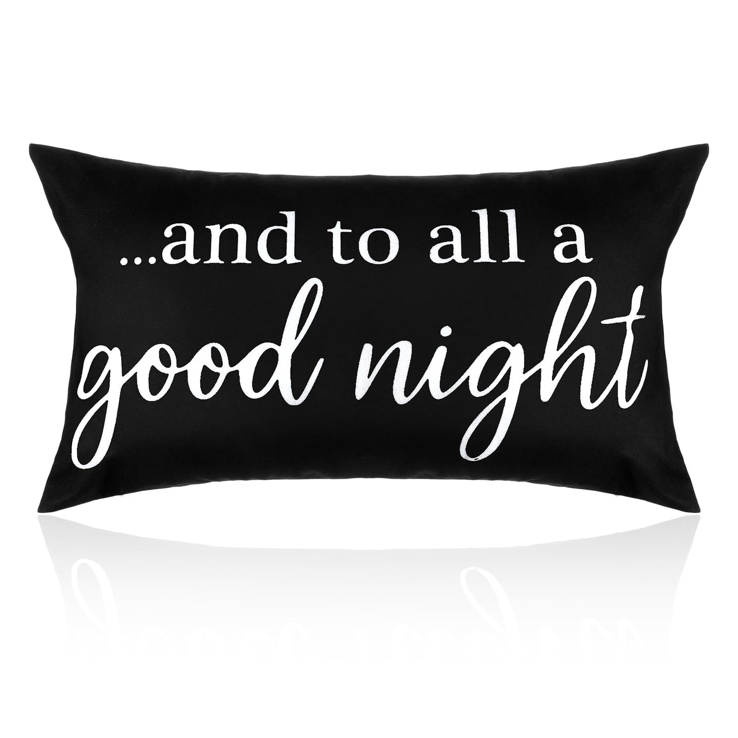Fiyooau Christmas Lumbar Pillow Cover 12x20 Inch Black and to All a Good Night Pillow Cover Modern Holiday Decoration Pillowcase for Sofa Couch Bed