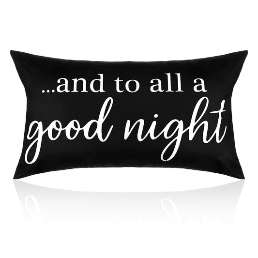 Fiyooau Christmas Lumbar Pillow Cover 12x20 Inch Black and to All a Good Night Pillow Cover Modern Holiday Decoration Pillowcase for Sofa Couch Bed