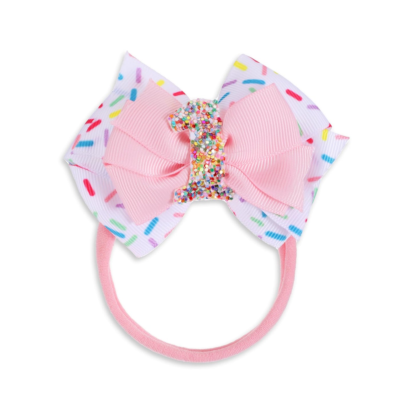 Baby Hair Bows Birthday Hair Bow Baby Girl Bows and Headbands Baby Girl Hair Clips Pink Bows for Hair 1st to 2nd Bow Birthday Decorations(1st)