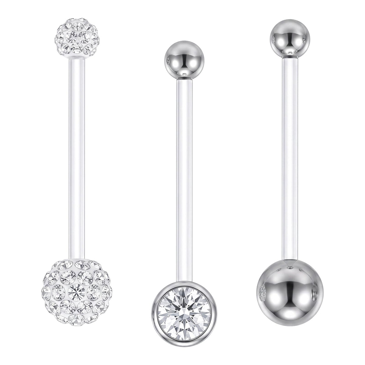 3Pcs 14G Flexible Belly Button Rings Sports Pregnancy Maternity Retainers