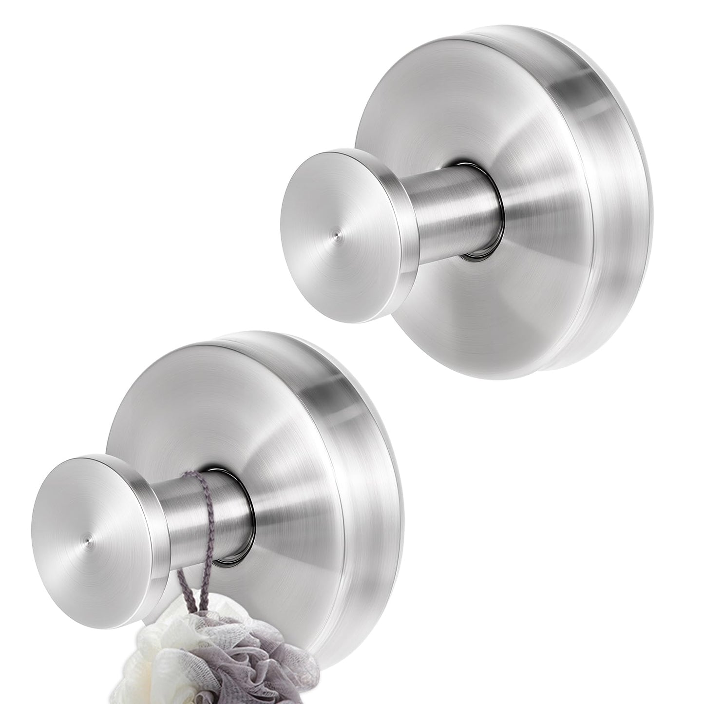 Lusofie Suction Cup Hooks for Shower 2Pcs Bathroom Towel Hook No Drill Shower Suction Cup Hooks Stainless Steel Shower Hooks Suction Cup for Hang Towels,Robes,Loofah-Sliver