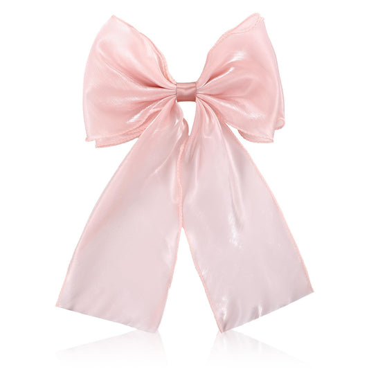 Large Pink Bow Hair Clips Long Tail Hair Bow Hairs Clip for Women Girls