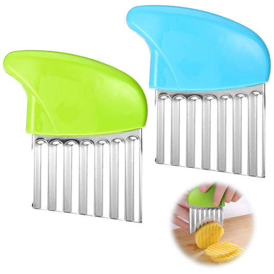 HaiFafafaing Set of 2 Stainless Steel Wave Cutter, Vegetable Slicer, Potato Cutter, Vegetable Corrugated Knife for Potatoes, Carrots, Cucumbers