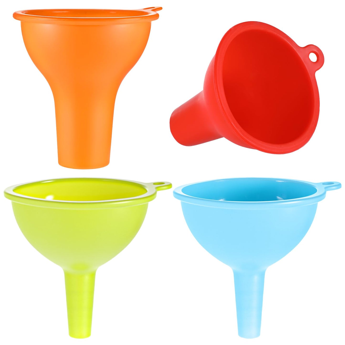 4 Pcs Silicone Funnels - Flexible Condiment Sauce Canning Wide Mouth Funnel - Funnels for Kitchen Use Filling Bottles Jars Cans Powder Liquid Spices