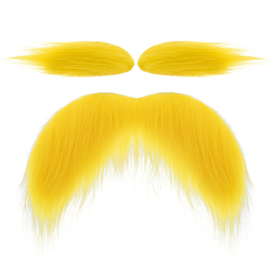 DIVINA VITAE Fake Moustache Golden Moustache Realistic Stick on Moustache and Eyebrows Smooth Fake Beard Self Adhesive for Adults Kids Masquerade Party Favor Costume Halloween Performance