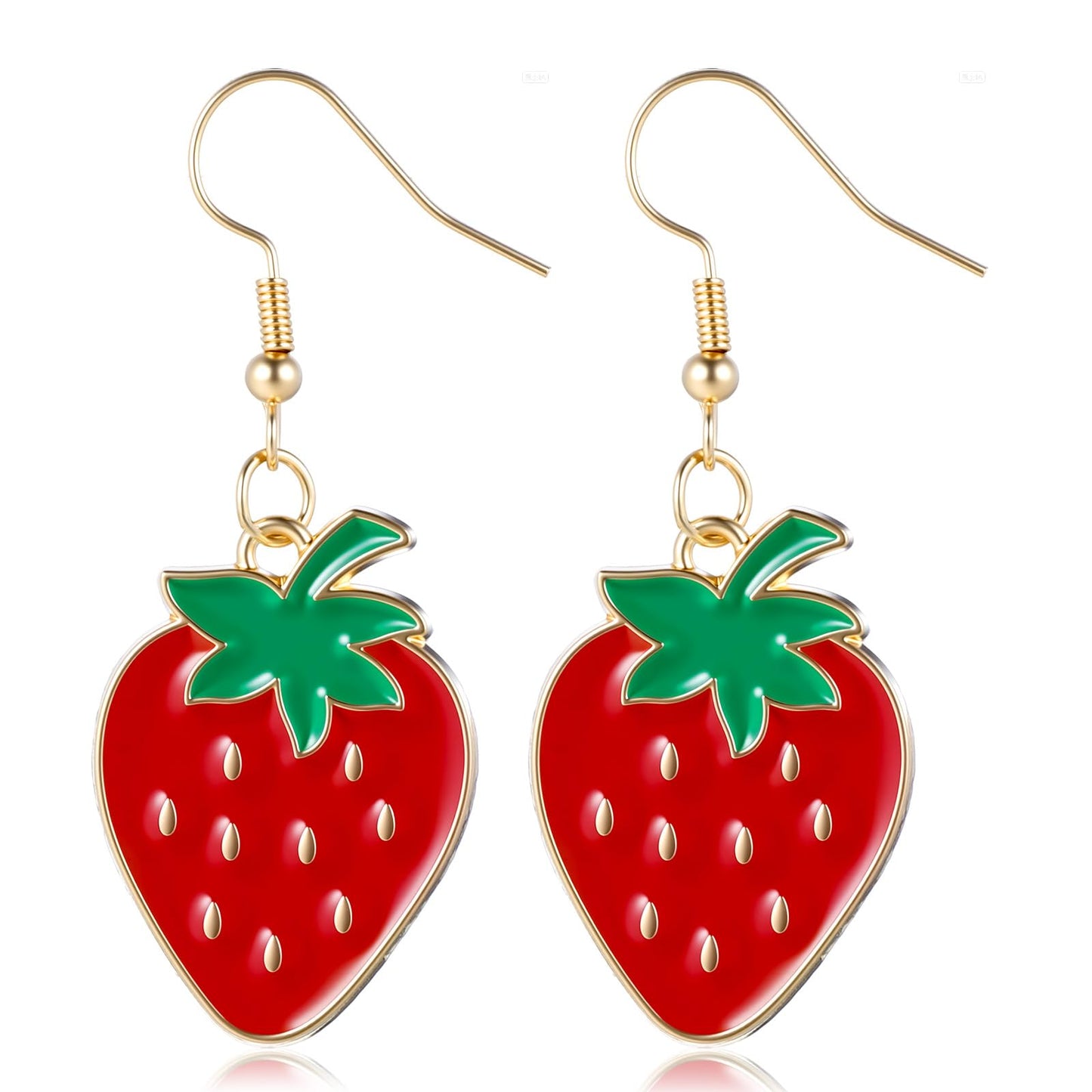 Strawberry Earrings for Women, Cute Red Strawberry Jewelry Dangle Drop, Funny Fruit Dangling Earrings, Dainty Statement Birthday Christmas Holiday Jewelry Gifts