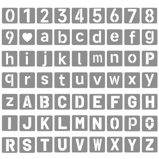 63 PCS 2 Inch Letter and Numbers Stencils for Painting,Reusable Alphabet Stencils,Plastic Spray Paint Stencil for Painting on Wood, Wall, Fabric, Rock, Sign, DIY Art Projects,Stuffer Christmas Gifts