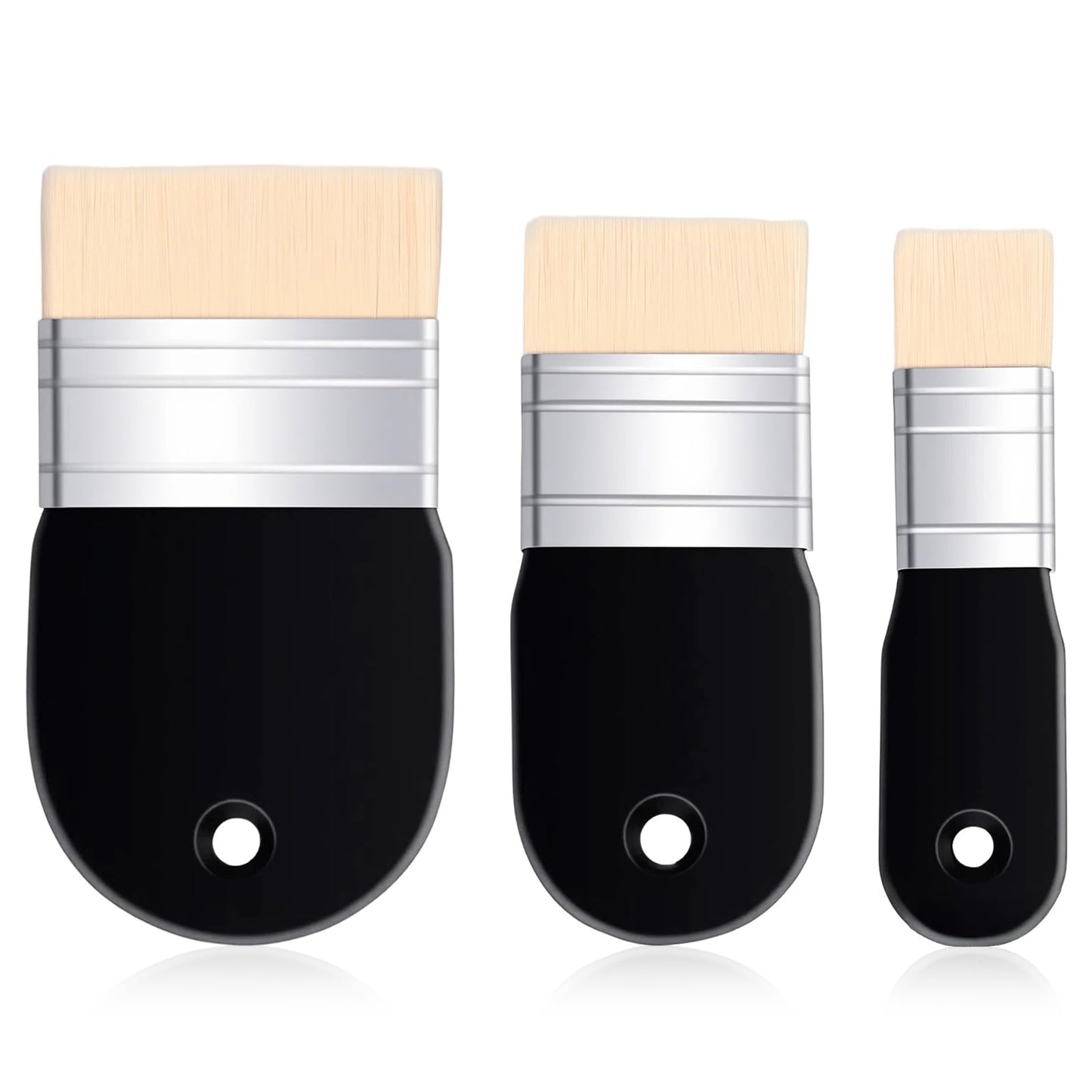 3 PCS Flat Paddle Paint Brush Set,Large Wide Art Paint Brush, Nylon Acrylic Paints Brushes with Short Birch Handle for Oil, Watercolor, Varnishes, Painter, Artist and Watercolor(1/2/3 Inch)