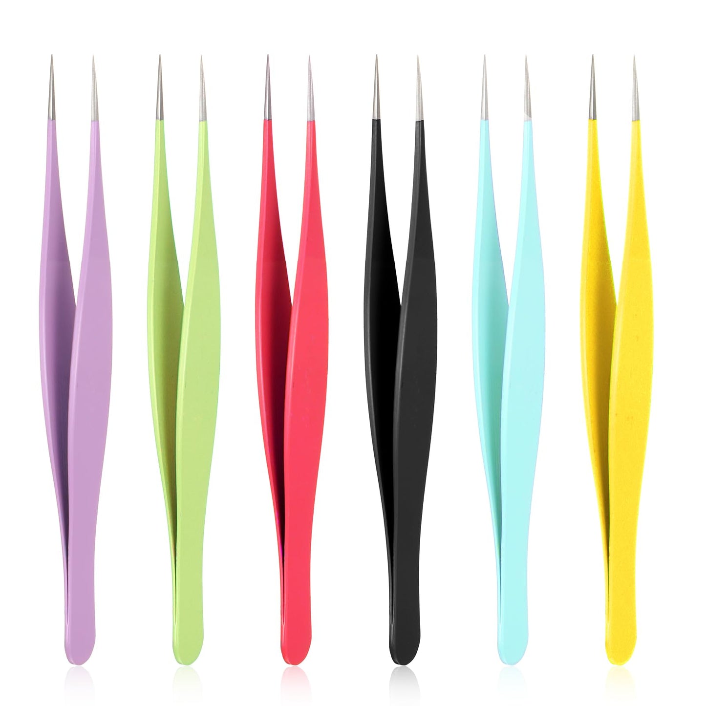 6 Pieces Pointed Tweezers for Women Men Facial Hair - Stainless Steel Precision Ingrown Hair Tweezers - Nose Facial Chin Hairs Eyebrow Splinter Blackhead Remover