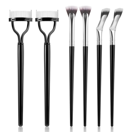6Pcs Mascara Fan Brush for Lashes, Multifunctional Folding Angle Scalloped Lash Brush for Upper Lower Eye Lash, Eyelash Brushes and Mascara Comb, Eye Lash Separator Tool for Natural Lifted