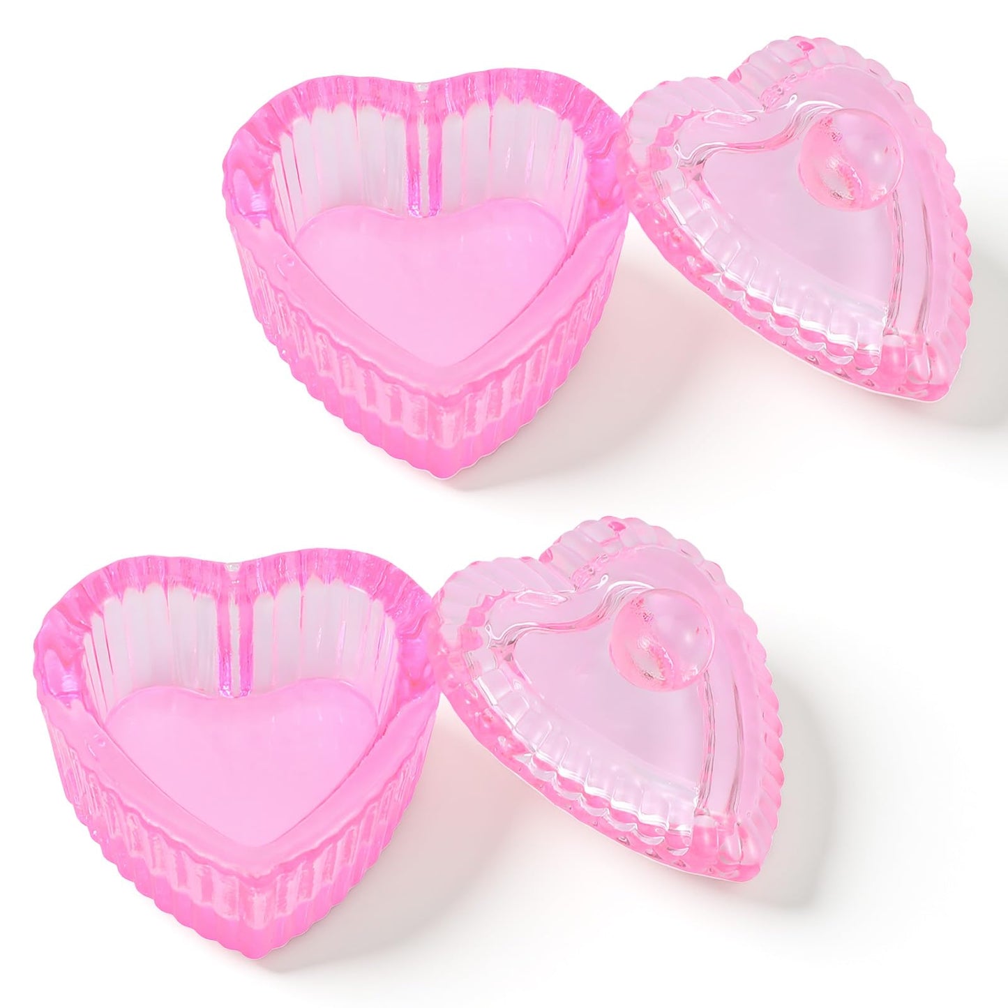 2PCS Heart-Shaped Glass Dappen Dish With Lid, Thickened Crystal Monomer Cup For Nail Art, Salon, Home Use, Jewelry Storage