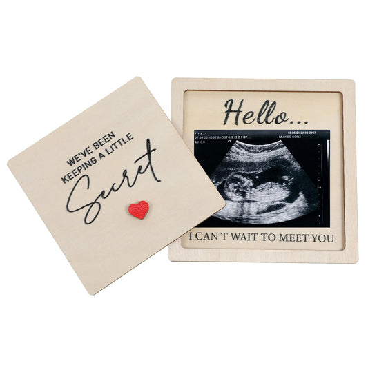 Creative Pregnancy Announcement Gift – Wooden Surprise Boxes with Ultrasound Photo Frame & Sign, Perfect for Grandparents, New Parents, Family & Friends, Gender Reveal, Baby Shower