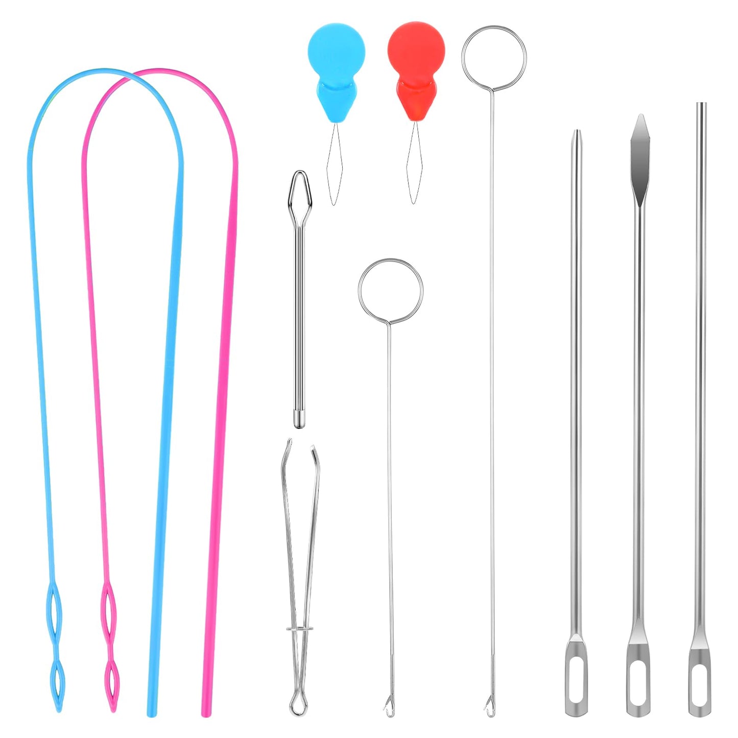 11 Pcs Drawstring Threader Tool Stainless Steel Sewing Loop Turner Hooks with Latch, Flexible Drawstring Threader, Easy Rope Threader Clips for Sweatshirts Jackets Coats Hoodies Sweaters