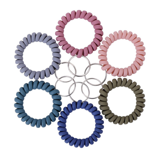 Yolev 6 Color Stretchable Wristband Wrist Key Chain Plastic Spring Flexible Spiral Wrist Coil Wrist Band for Sauna Gym Pool ID Badge