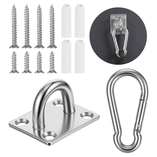 Dog Leash Holder for Wall with Carabiner - Stainless Steel Heavy Duty Dog Leash Hooks Wall Mount, Secure Leashs Management for Dogs, Indoor & Outdoor Use, Fully Welded, Up to 500lbs