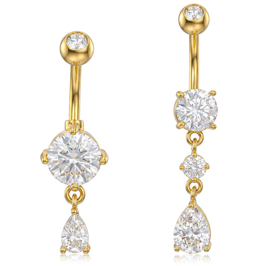 Belly Button Rings Dangle Surgical Steel Droplet Navel Piercing Jewelry