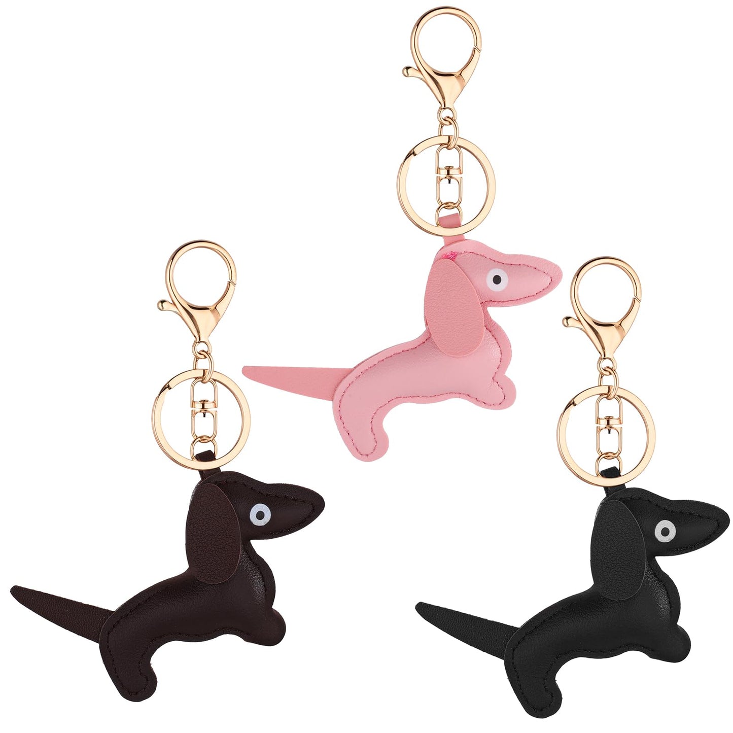 Tucnoeu 3pcs Leather Dachshund Keychain,Dachshund Keyring Dachshund Keychain Bag Pendant Key Chain Cute Dachshund Ornaments Dachshund Ornament Handmade Key Holder