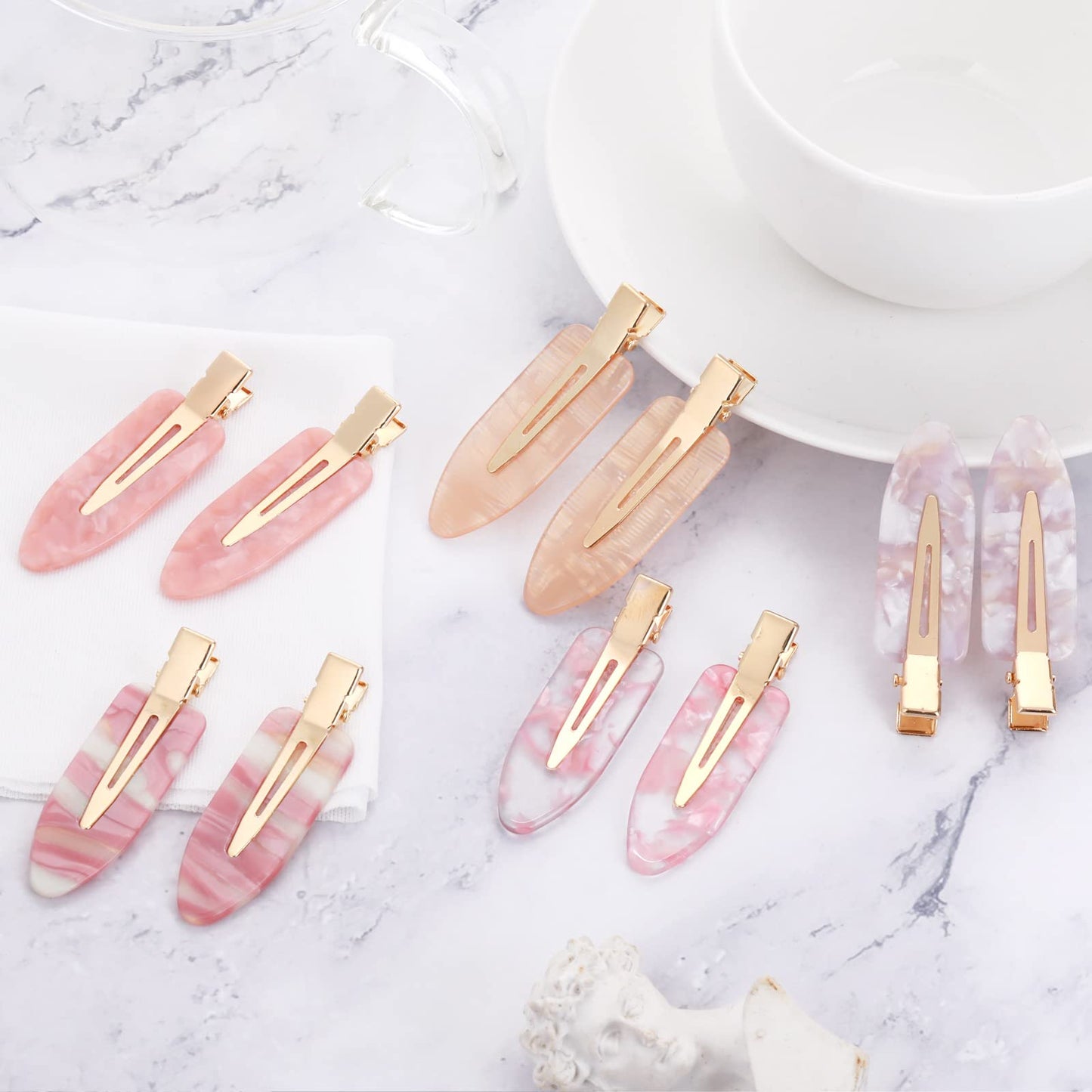 Yolev 10PCS No Bend Hair Clips, Makeup Hair Clips Acrylic Resin Flat Clip No Crease Hair Clip for Salon Hairstyle Hairdressing Bangs Waves Woman Girl Makeup