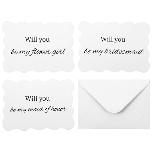 HaiFafafaing 12 Sets Bridesmaid Proposal Cards with Envelopes,8 Will You Be My Bridesmaid Card,2 Maid of Honor,2 Flower Girl,White Wave Cut Card for Bridal Shower,Bridal Gift