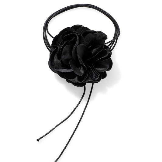 DIVINA VITAE Flower Choker Necklace Black Rose Choker Big Floral Choker Necklaces Rosette Choker Camellia Flower Velvet Choker Summer Beach Necklace Y2K Jewelry Accessories for Women Girls