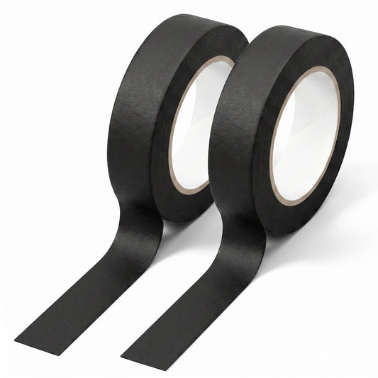 Fiyooau 2 Rolls Black Masking Tape, 0.59 Inch x 14 Yards Black Painters Tape Smart Adhesion Border Washi Paper Tapes for Marking, Painting, Assisting, Crafts & Scrapbooks, Easy Tear, Clean Removal
