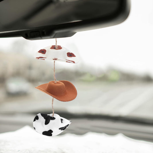 Mini Cowboy Hats Car Mirror Hanging Accessories Western Decor Car Rearview Mirror Hanging Car Accessories Car Ornament Car Charms for Rear View Mirror