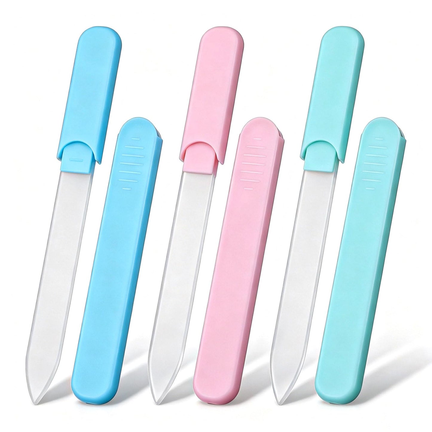 3 Pack Glass Nail Files for Natural Nails Double-Sided Crystal Nail File
